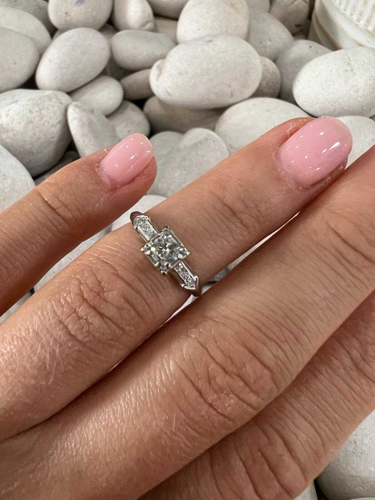 Jabel 18K White Gold Diamonds Ring Size 4.5