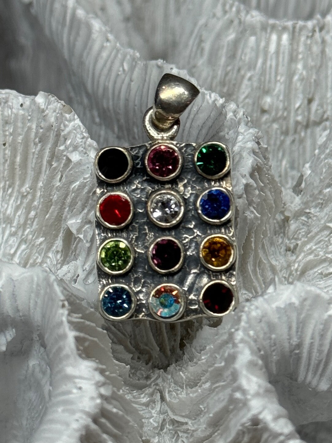 925 Sterling Silver Multicolor Spinel Pendant Length 1.3 Inch