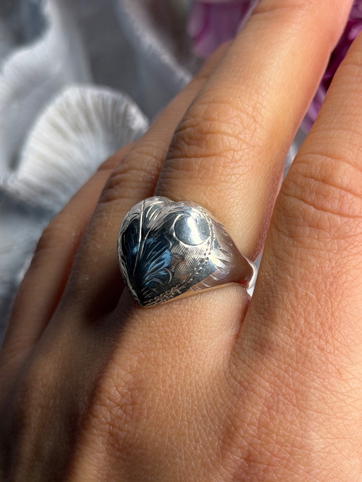 Vintage 925 Sterling Silver Heart Ring Size 8