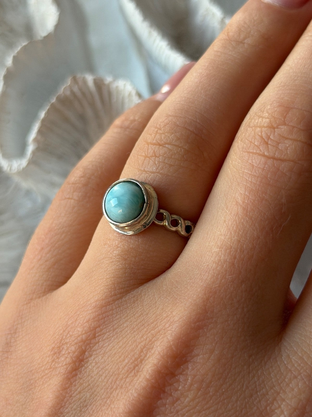 925 Sterling Silver Larimar Ring Size 7