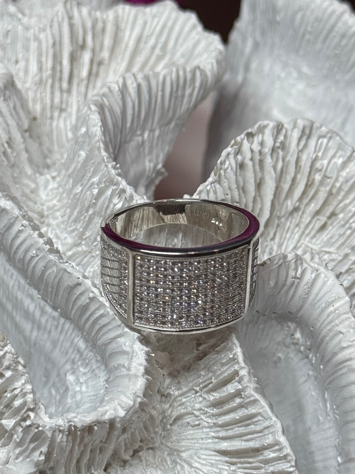 925 Sterling Silver Diamonds Ring Size 8.5