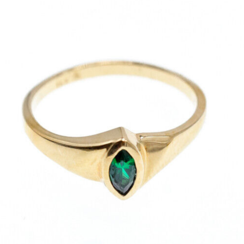 14K Yellow Gold Emerald Ring Size 10.5
