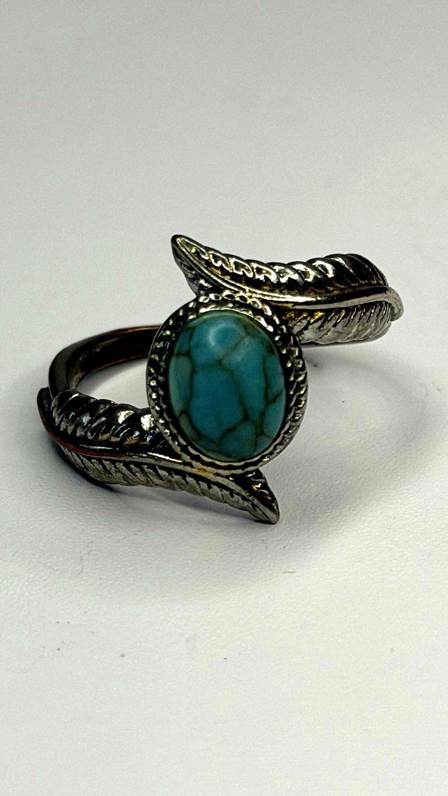Vintage 925 Sterling Silver Blue Turquoise Ring Size 10