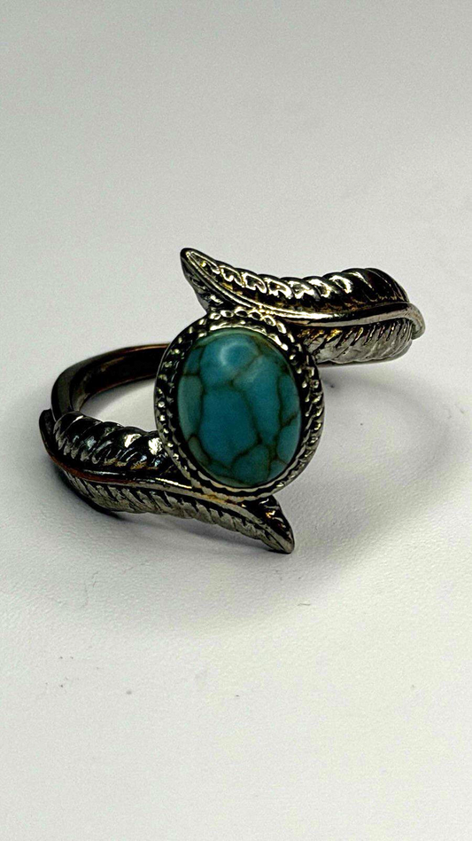 Vintage 925 Sterling Silver Blue Turquoise Ring Size 10