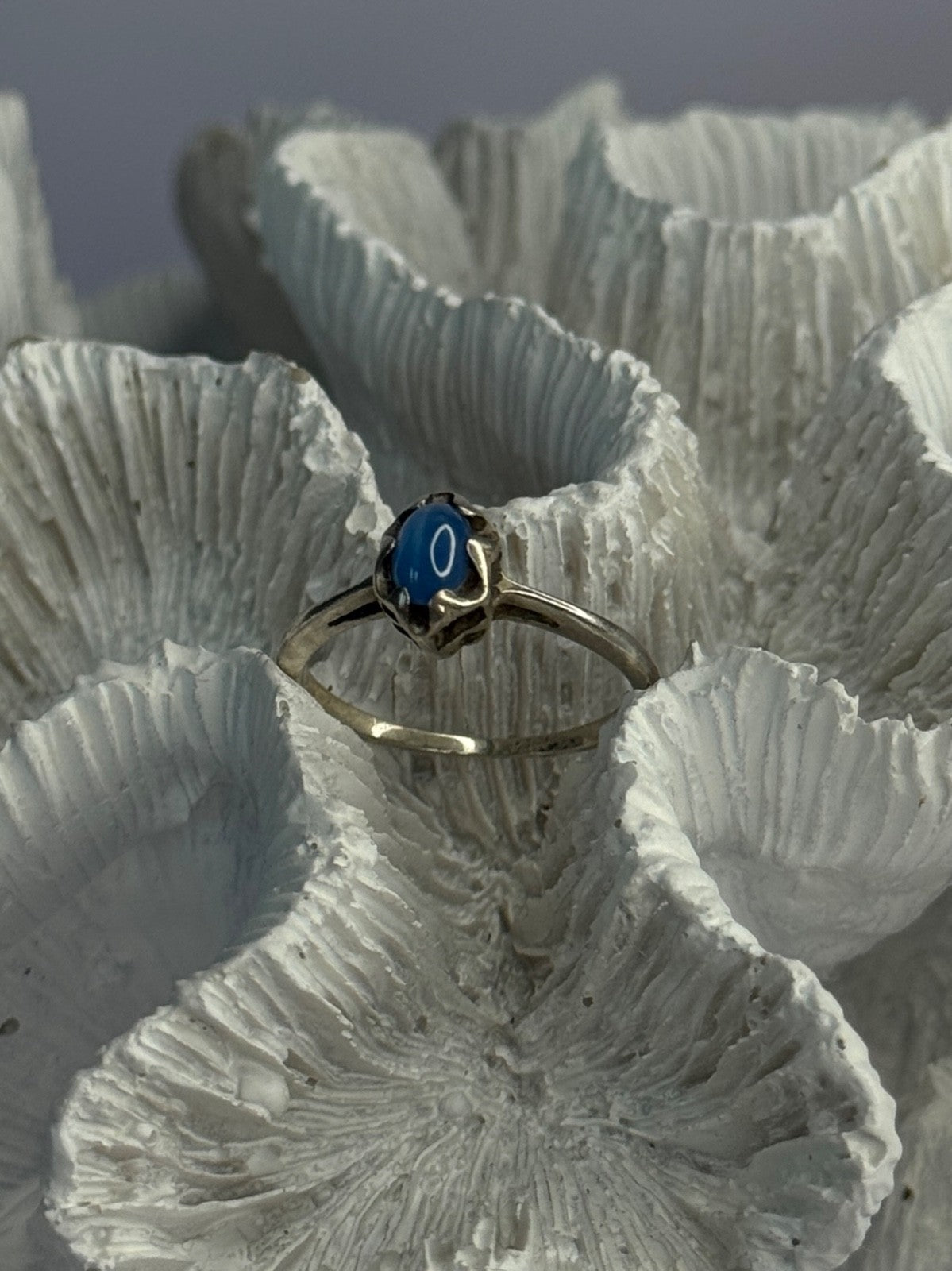 925 Sterling Silver Ring Sapphire Star Size 7.5