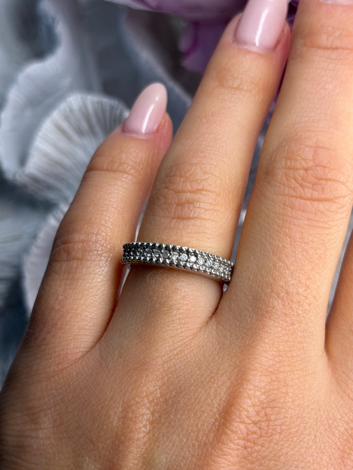 925 Sterling Silver White Spinel Ring Size 7
