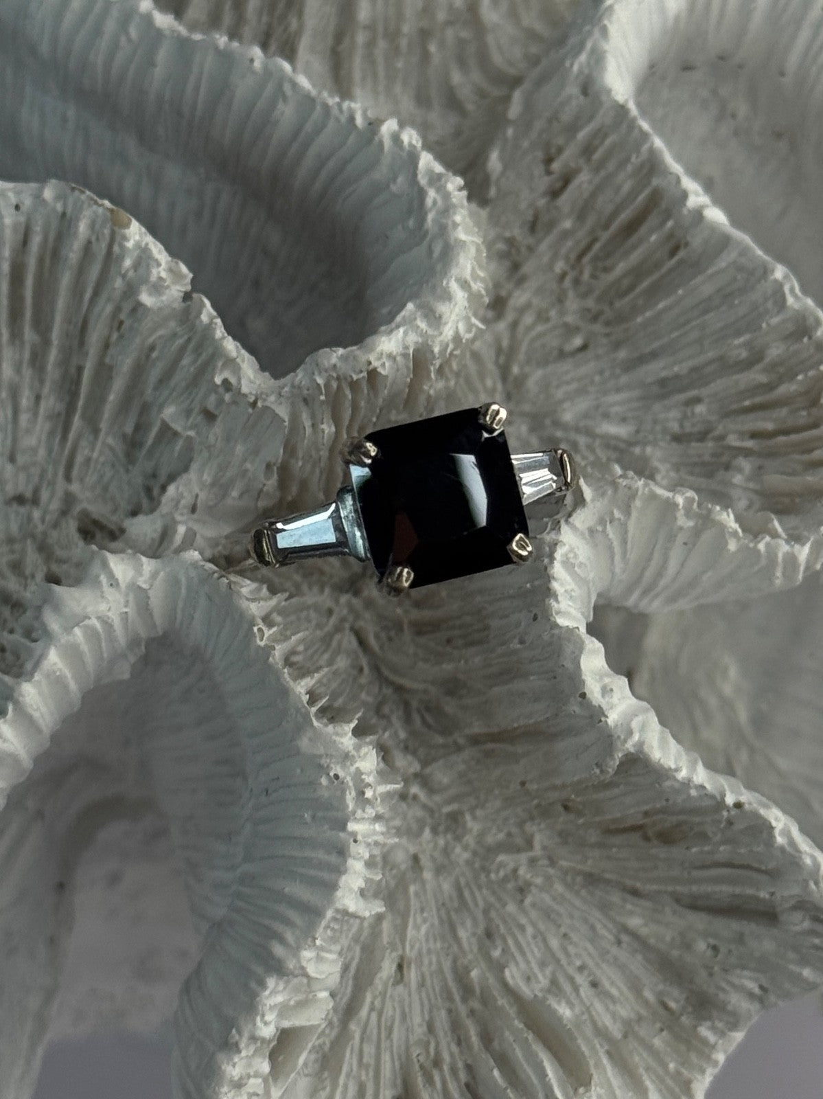 925 Sterling Silver Black Onyx & Beryl Ring Size 7