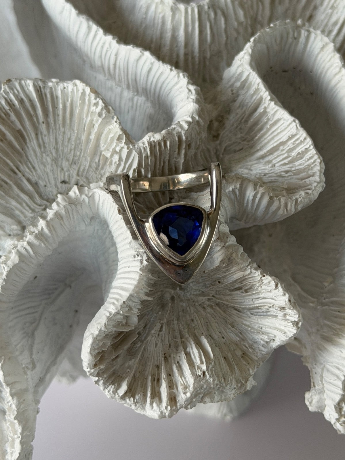 Handmade Custom 925 Sterling Silver Sapphire Ring Size 7.5