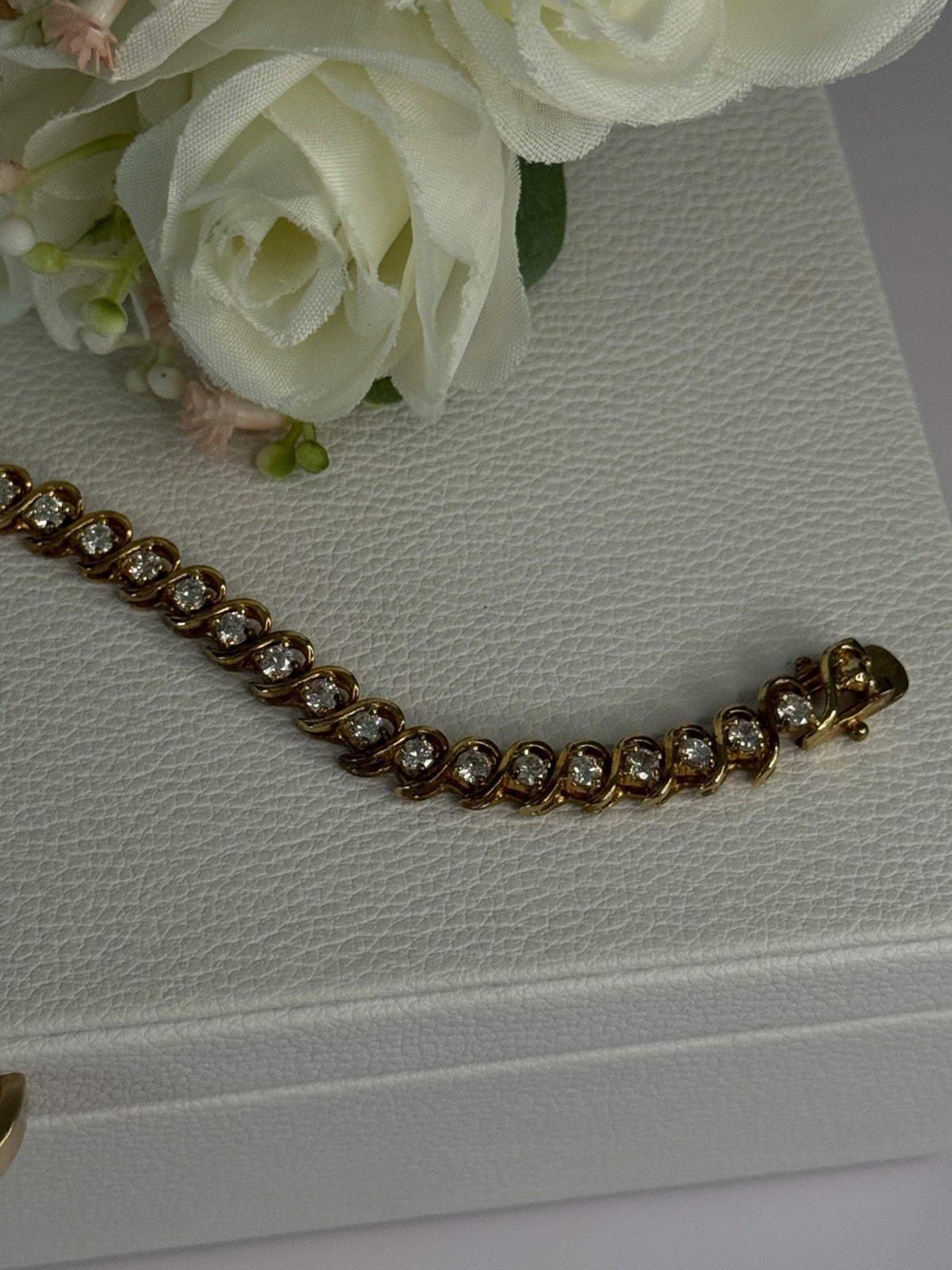 Fas 925 Sterling Silver Gold Plated CZ Bracelet Length 8.5 Inch