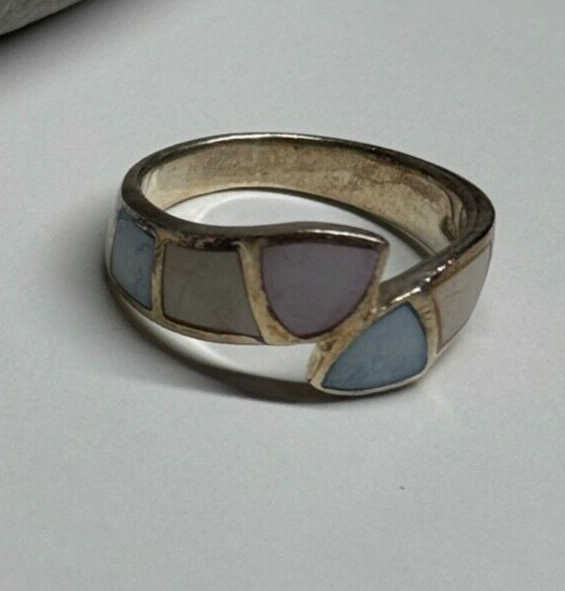 925 Sterling Silver Abalone Ring Size 7