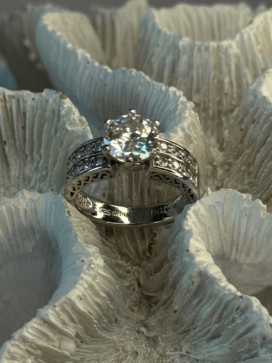 Shiny 925 Sterling Silver Cz Ring Size 5