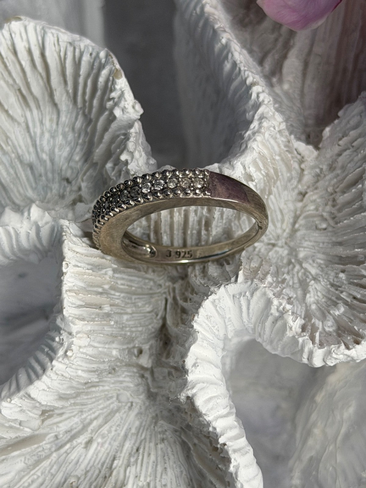 925 Sterling Silver White Spinel Ring Size 7