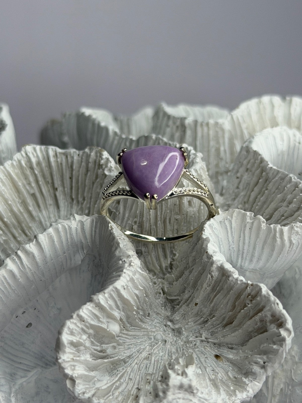 Djoy 925 Sterling Silver Lavender Jade Ring Size 10