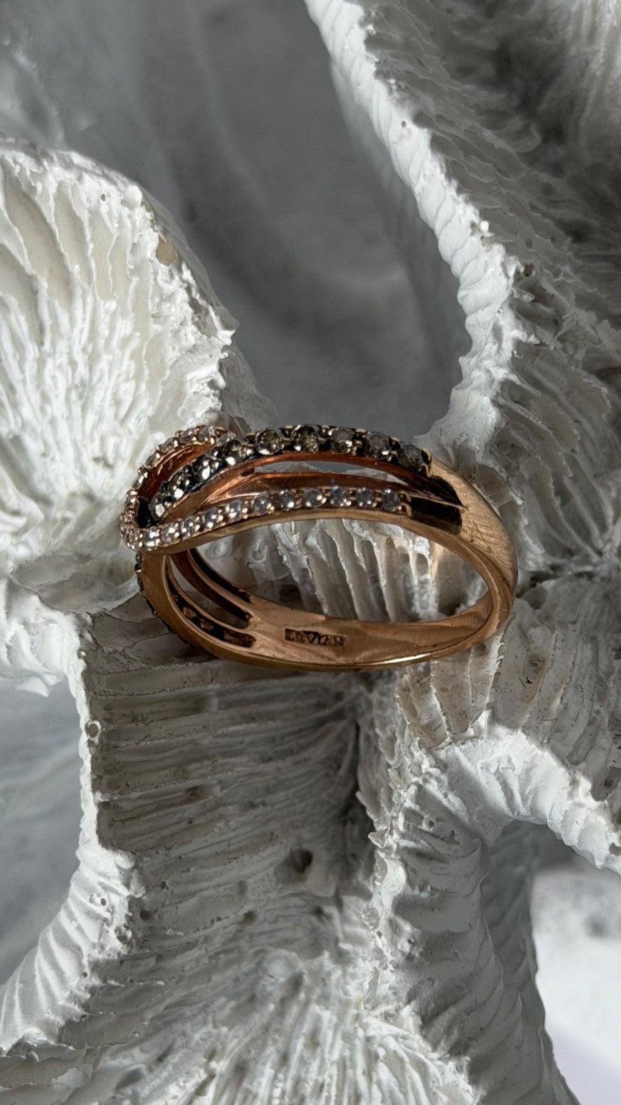 Le Vian 14K Rose Gold Chocolate & White Diamonds 0.50 cts Ring Size 6.5