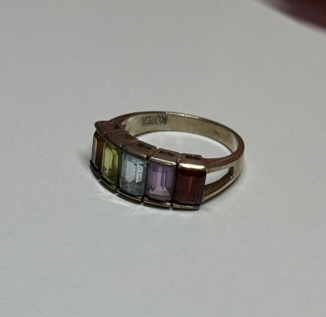925 Sterling Silver Tourmaline Ring Size 5.5