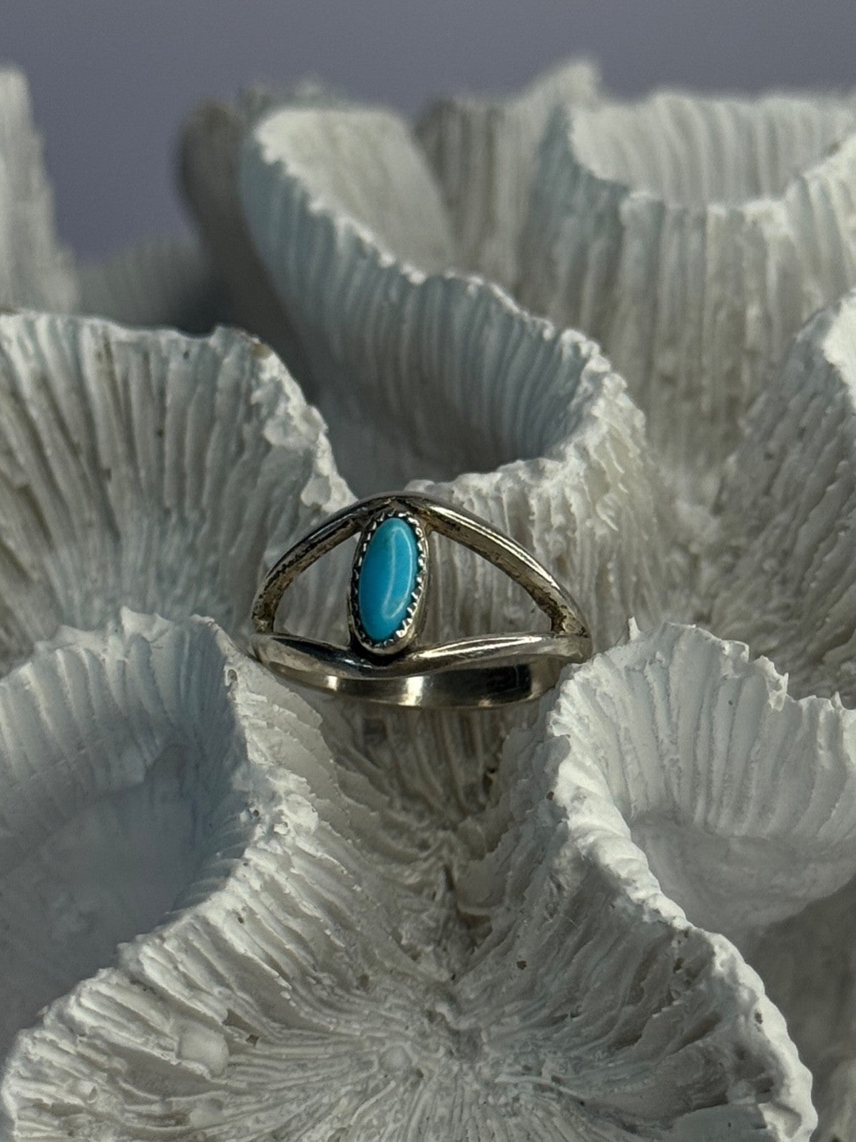 925 Sterling Silver Turquoise Ring Size 5.5