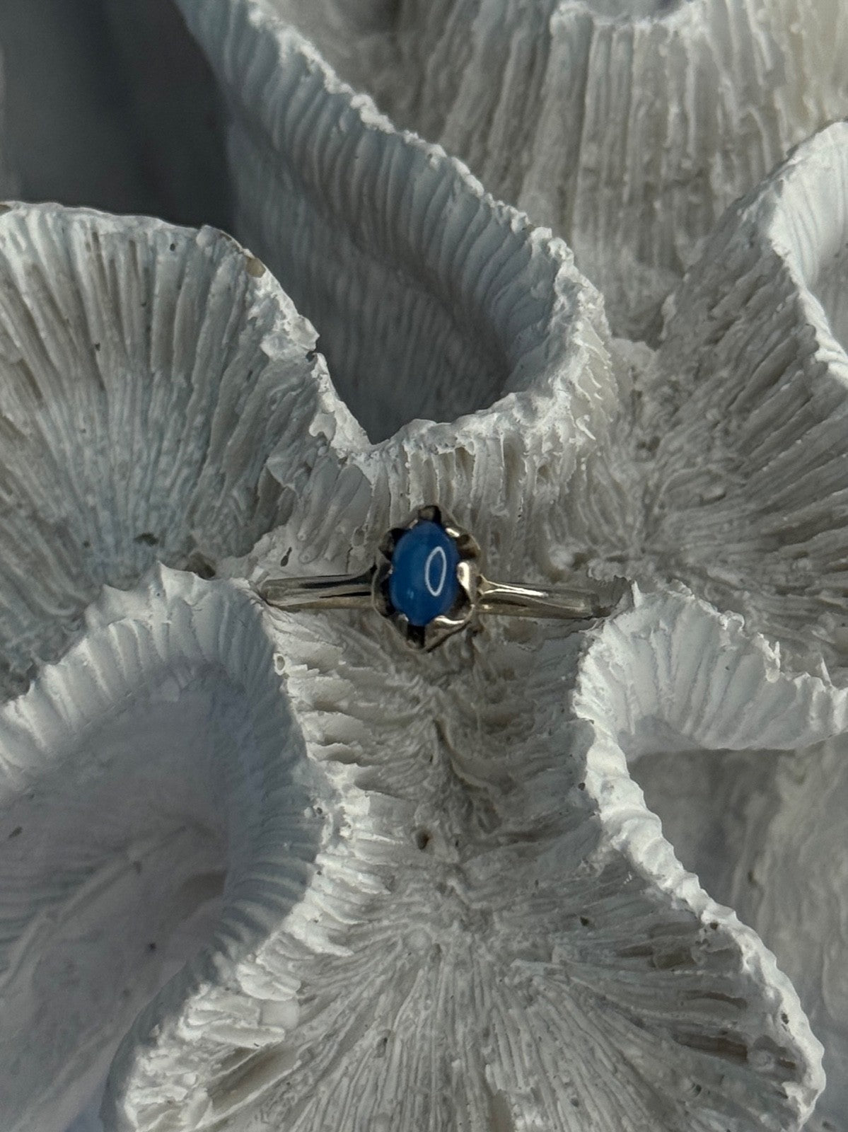 925 Sterling Silver Ring Sapphire Star Size 7.5
