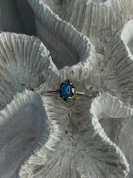925 Sterling Silver Ring Sapphire Star Size 7.5