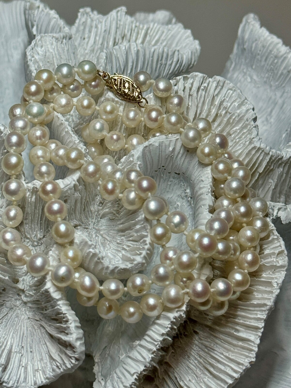 14K Yellow Gold Freshwater Pearl Necklace Length 30 Inch