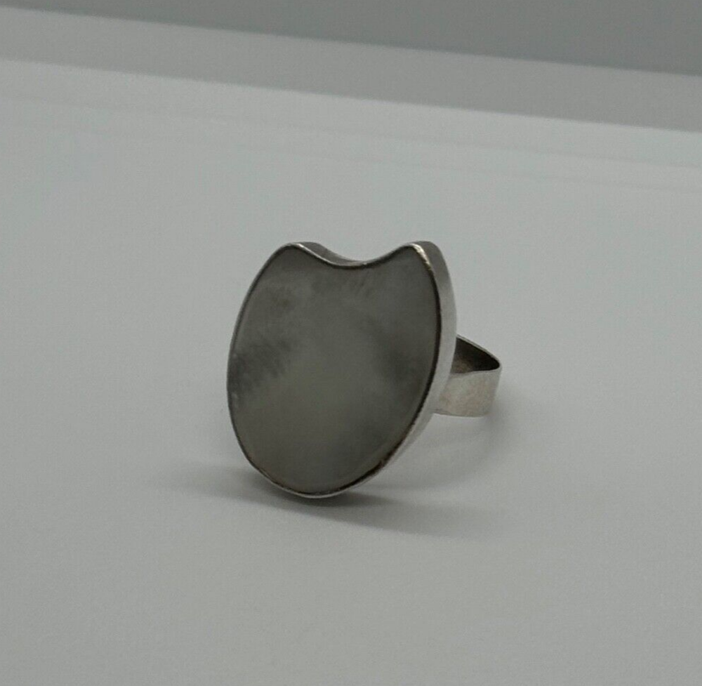 925 Sterling Silver Abalone Shell Ring Size 12