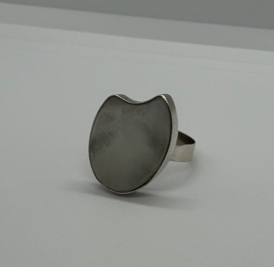 925 Sterling Silver Abalone Shell Ring Size 12