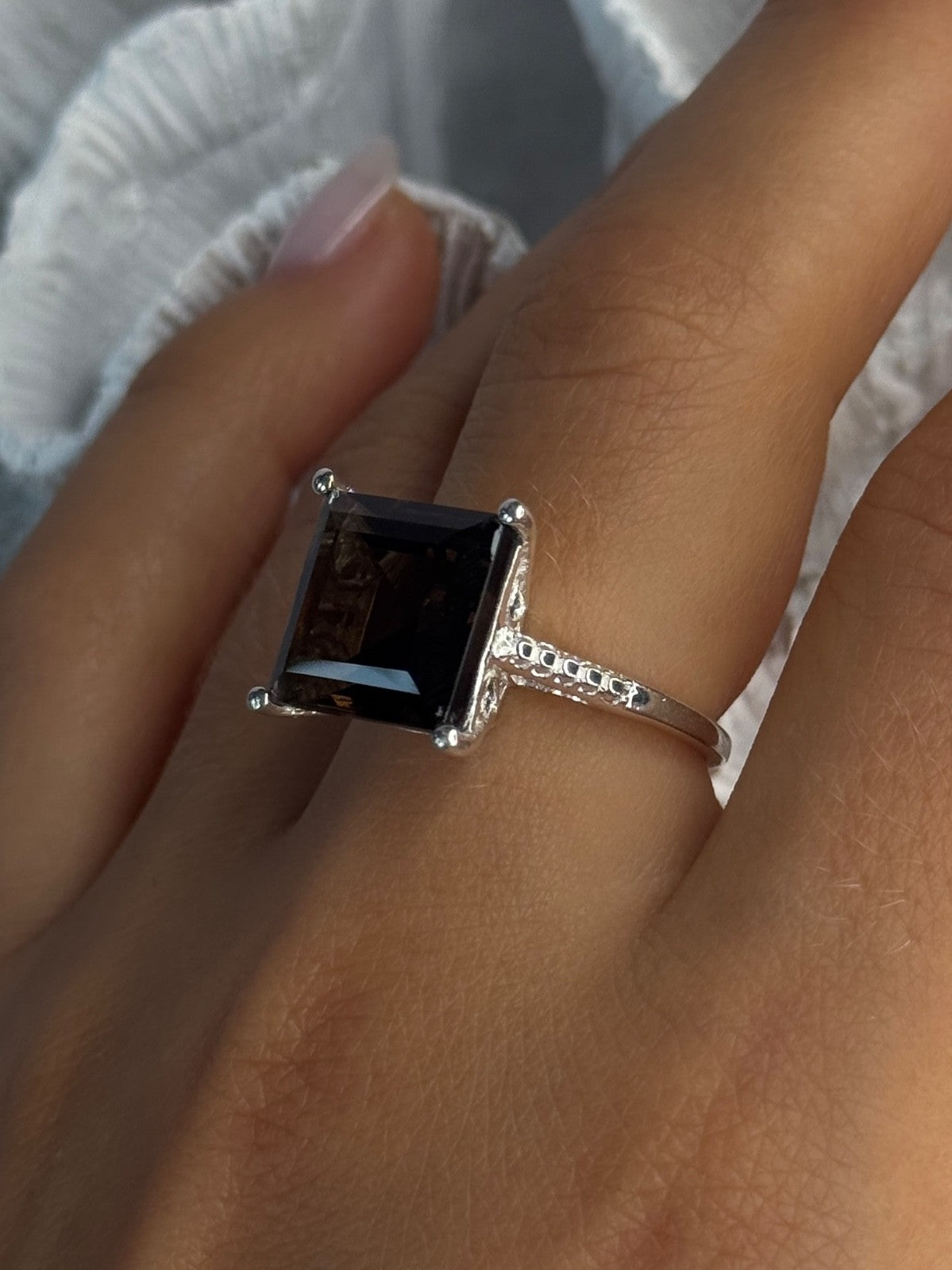 925 Sterling Silver Dravite Brown Tourmaline Ring Size 8