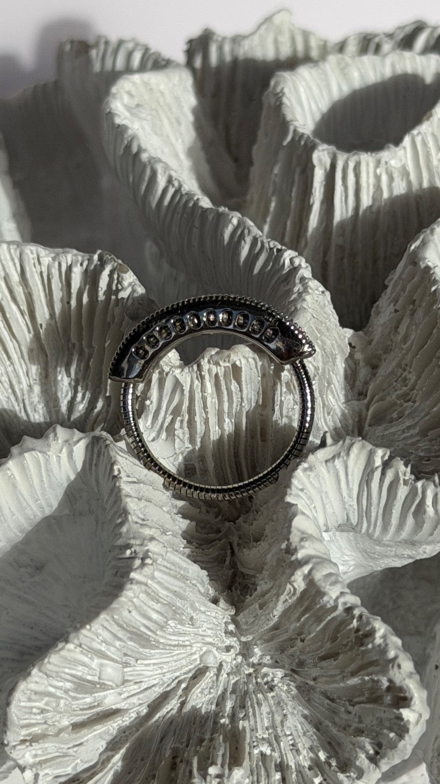 Unique Design 14K White Gold Diamond 0.25 ct Ring Sizable