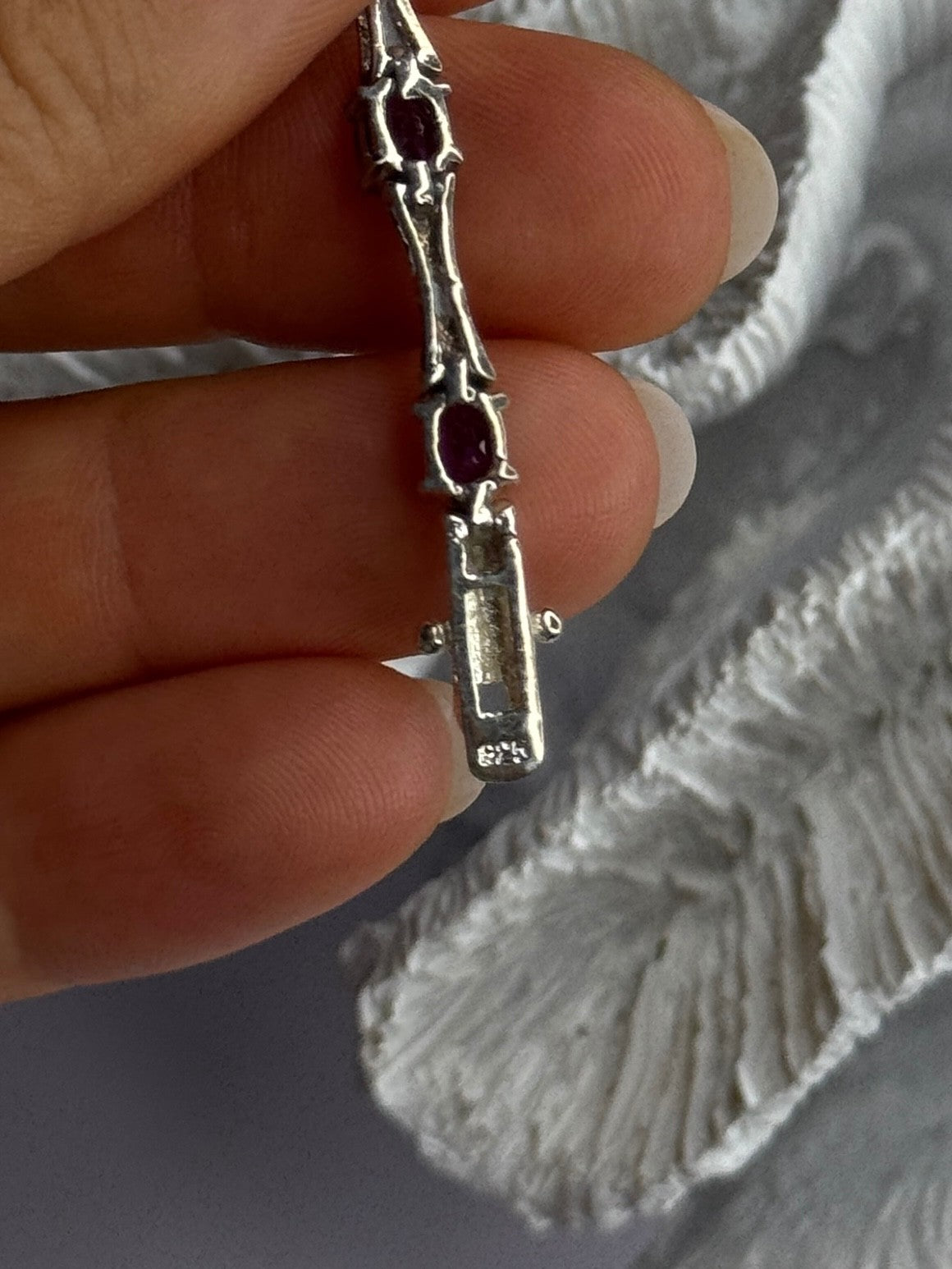 925 Sterling Silver Purple Tourmaline Bracelet Length 7