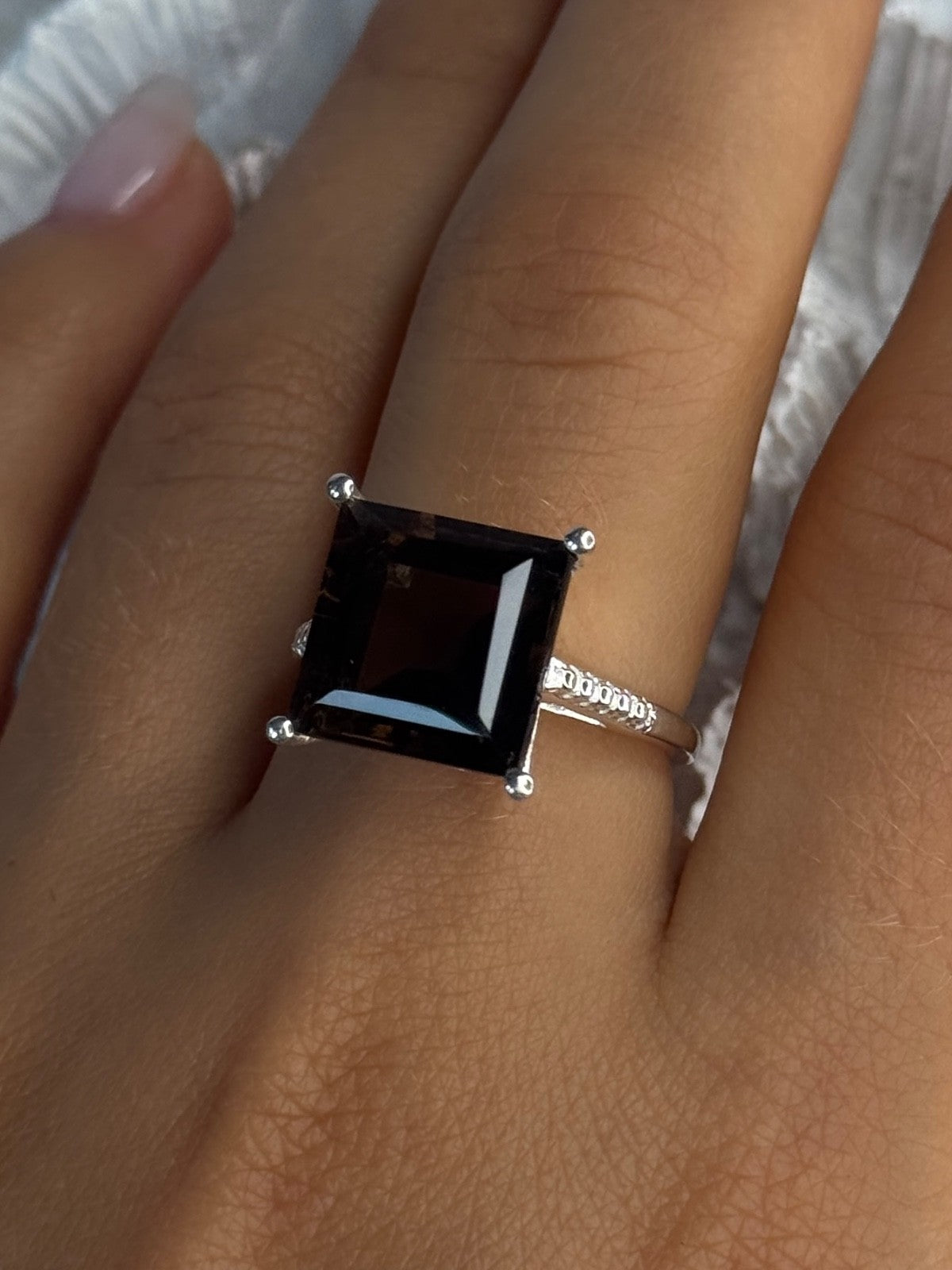 925 Sterling Silver Dravite Brown Tourmaline Ring Size 8
