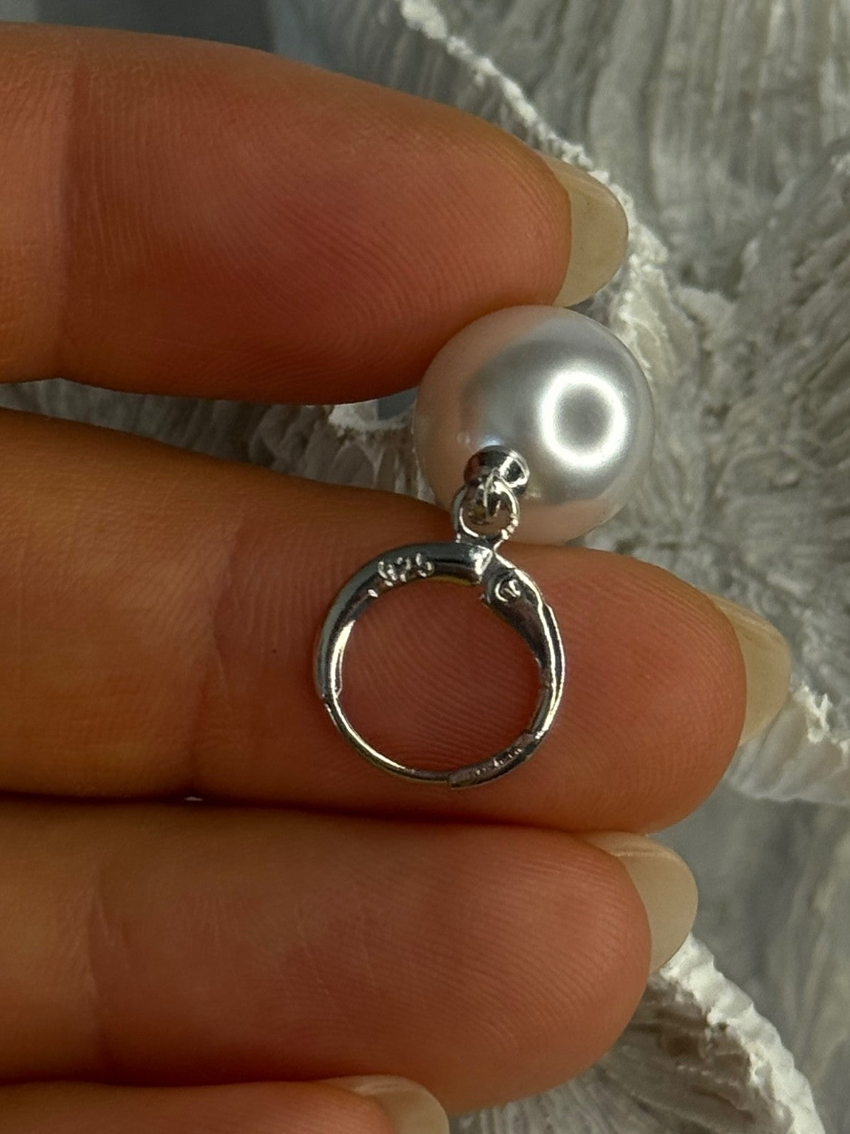 925 Sterling Silver Pearl Earrings Length 1.10 Inch