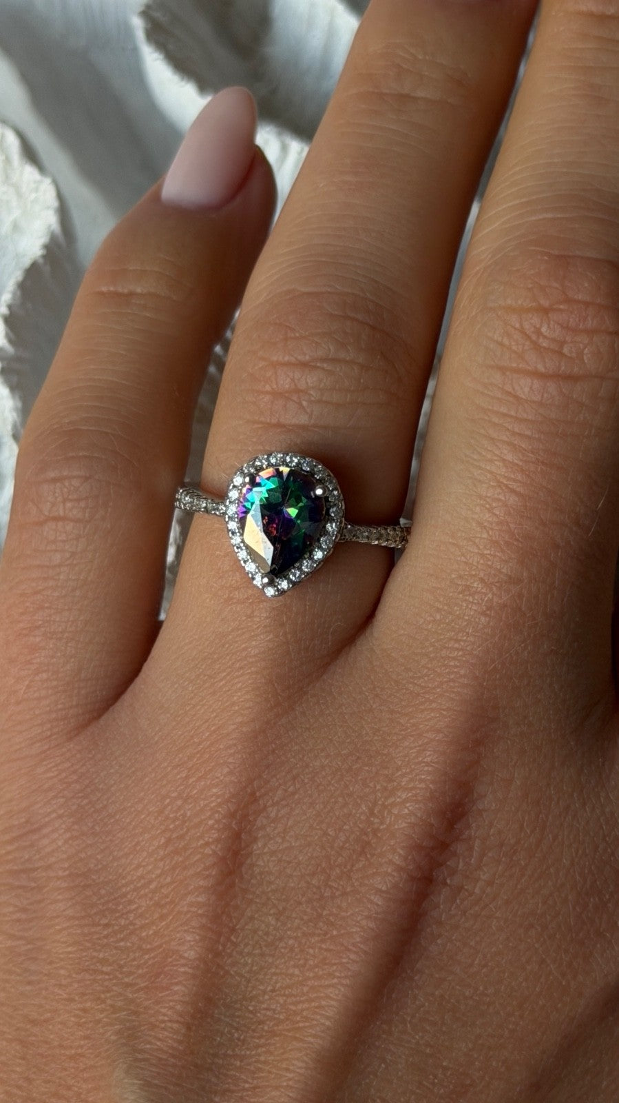 925 Sterling Silver Mystic Topaz & Cz Ring Size 7