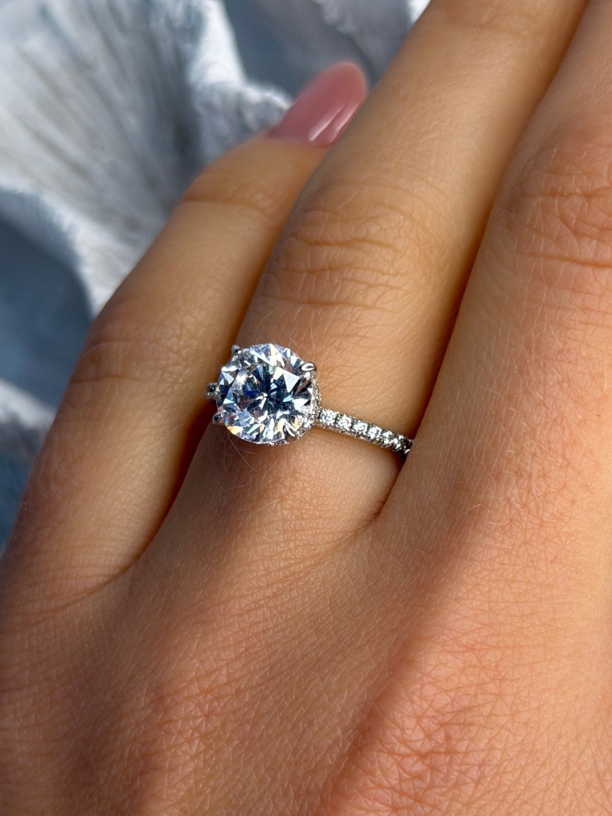 AZL 925 Sterling Silver Lab-Created Diamond Ring Size 6