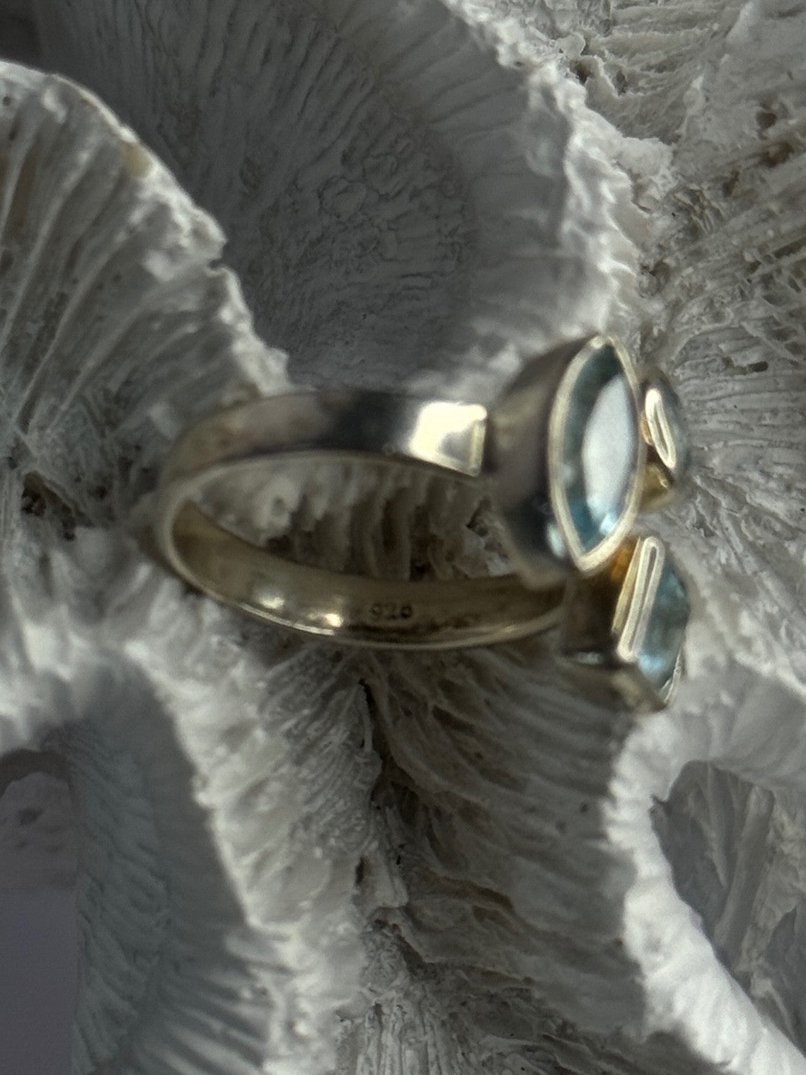 925 Sterling Silver Blue Topaz Ring Size 7
