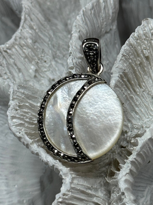 925 Sterling Silver Abalone Pendant Length 1.4 In