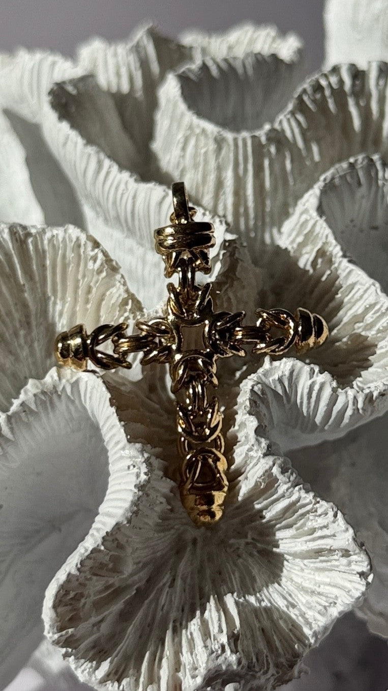 Italy 925 Sterling Silver Gold Plated Cross Pendant