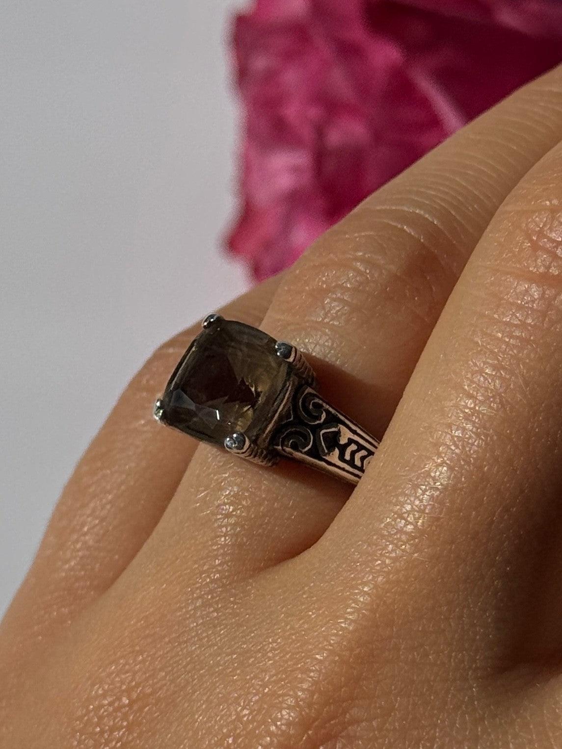 Vintage 925 Sterling Silver Hessonite Ring Size 7