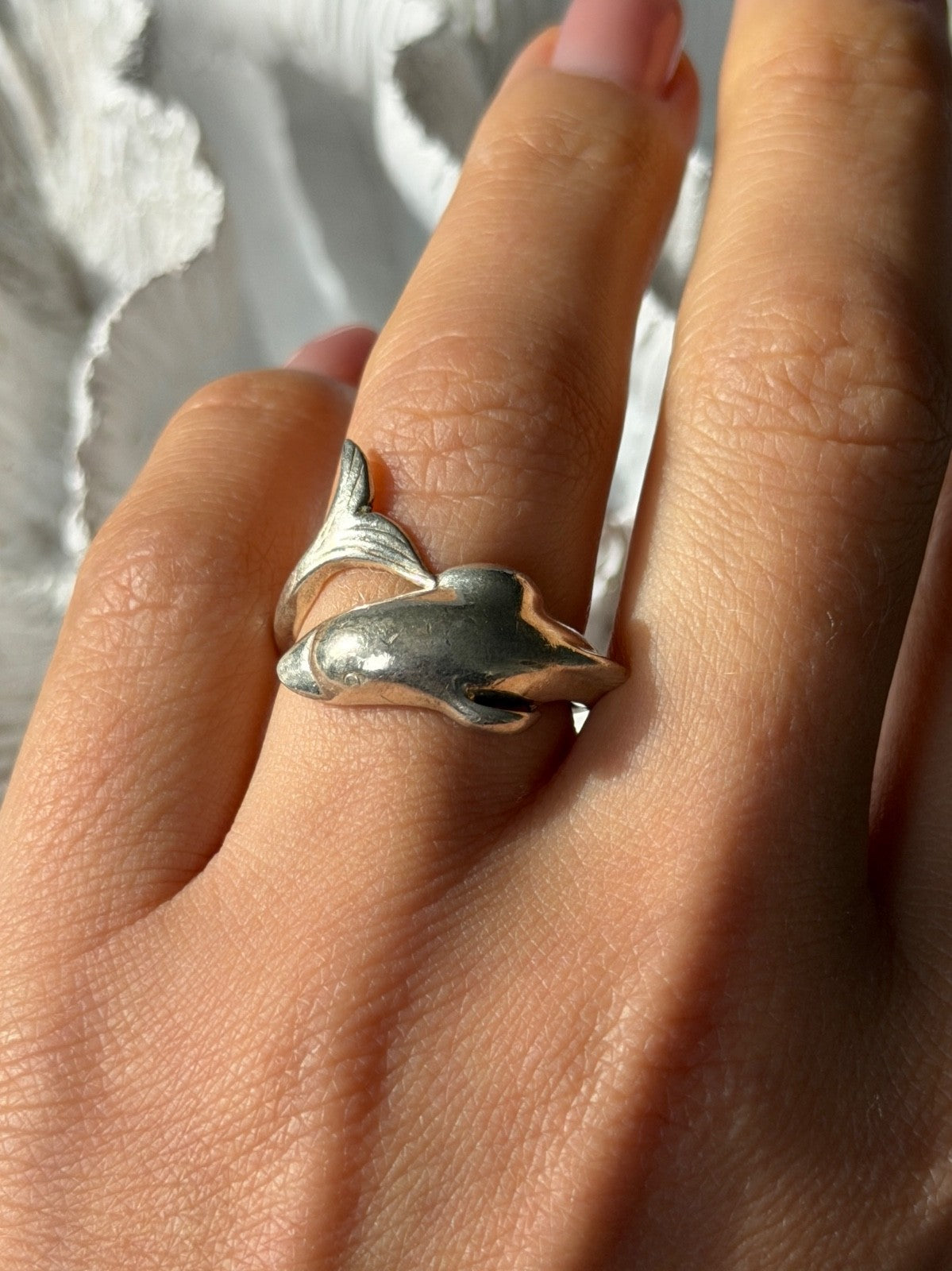 925 Sterling Silver Dolphin Ring Size 6.5