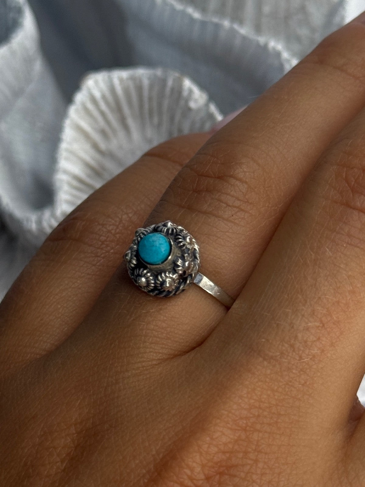 925 Sterling Silver Turquoise Ring Size 7
