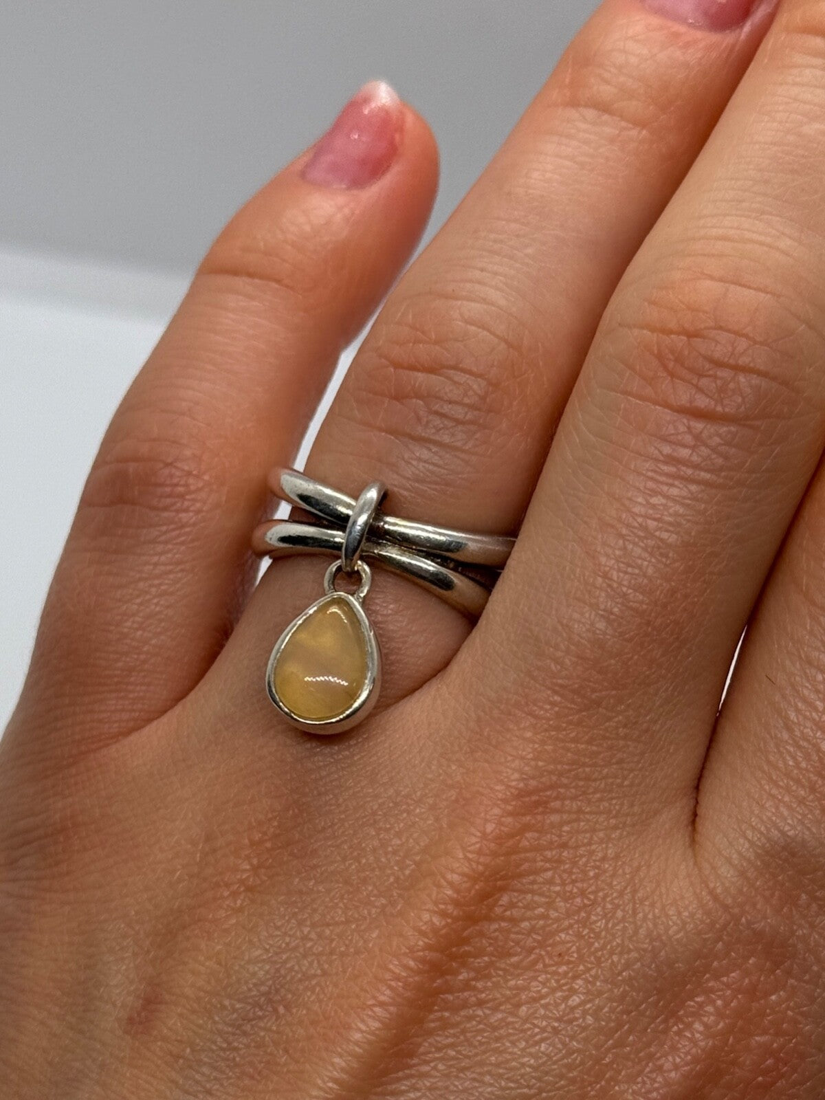 925 Sterling Silver Agate Ring Size 6