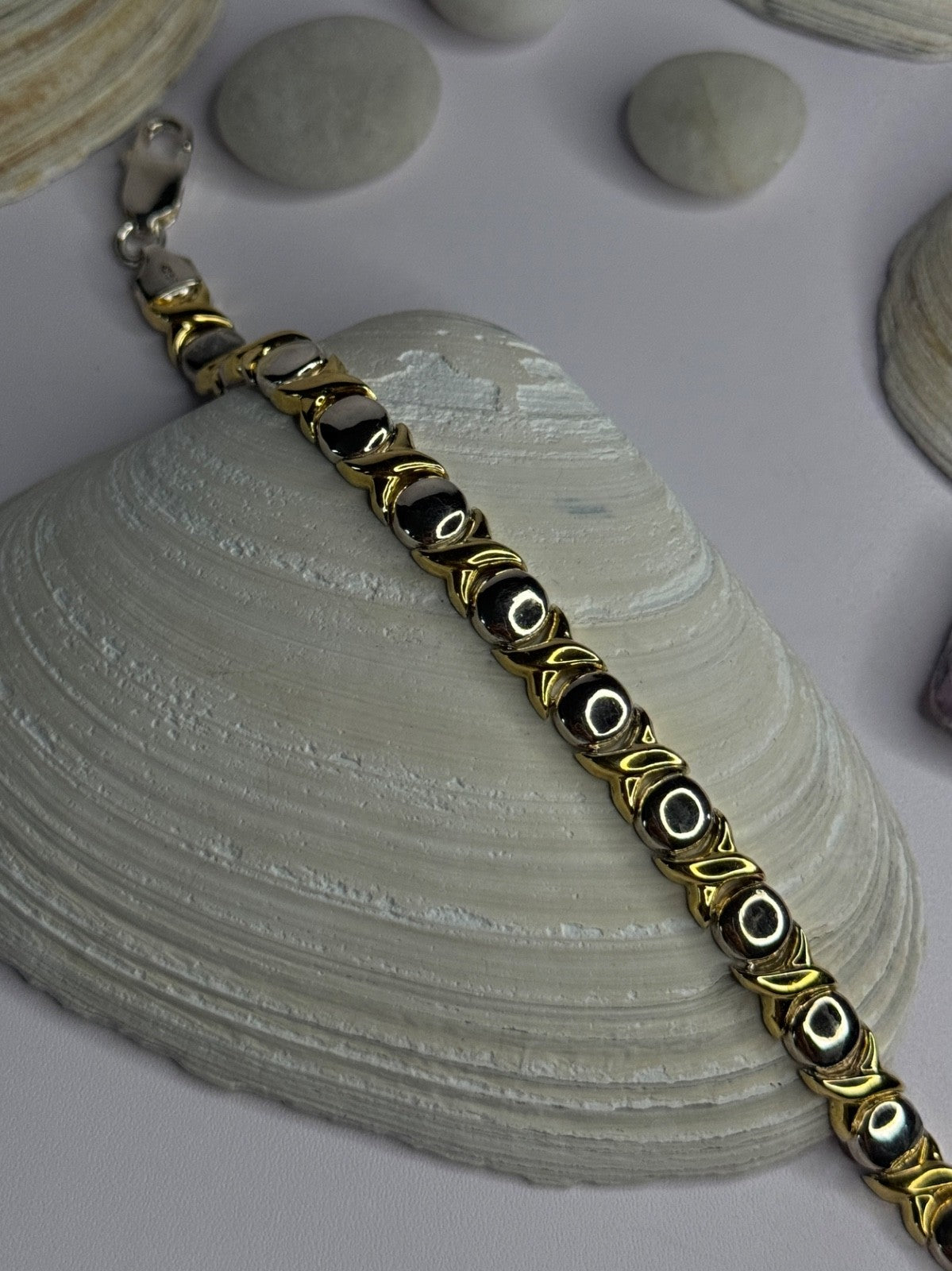 Italy 925 Sterling Silver & Gold Plated Bracelet Length 7