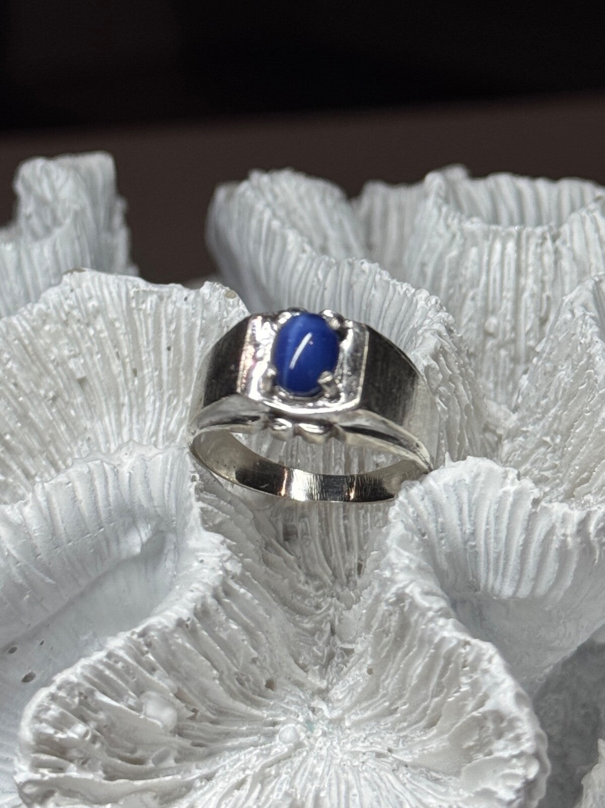 Men's 925 Sterling Silver Star Sapphire Ring Size 8.5