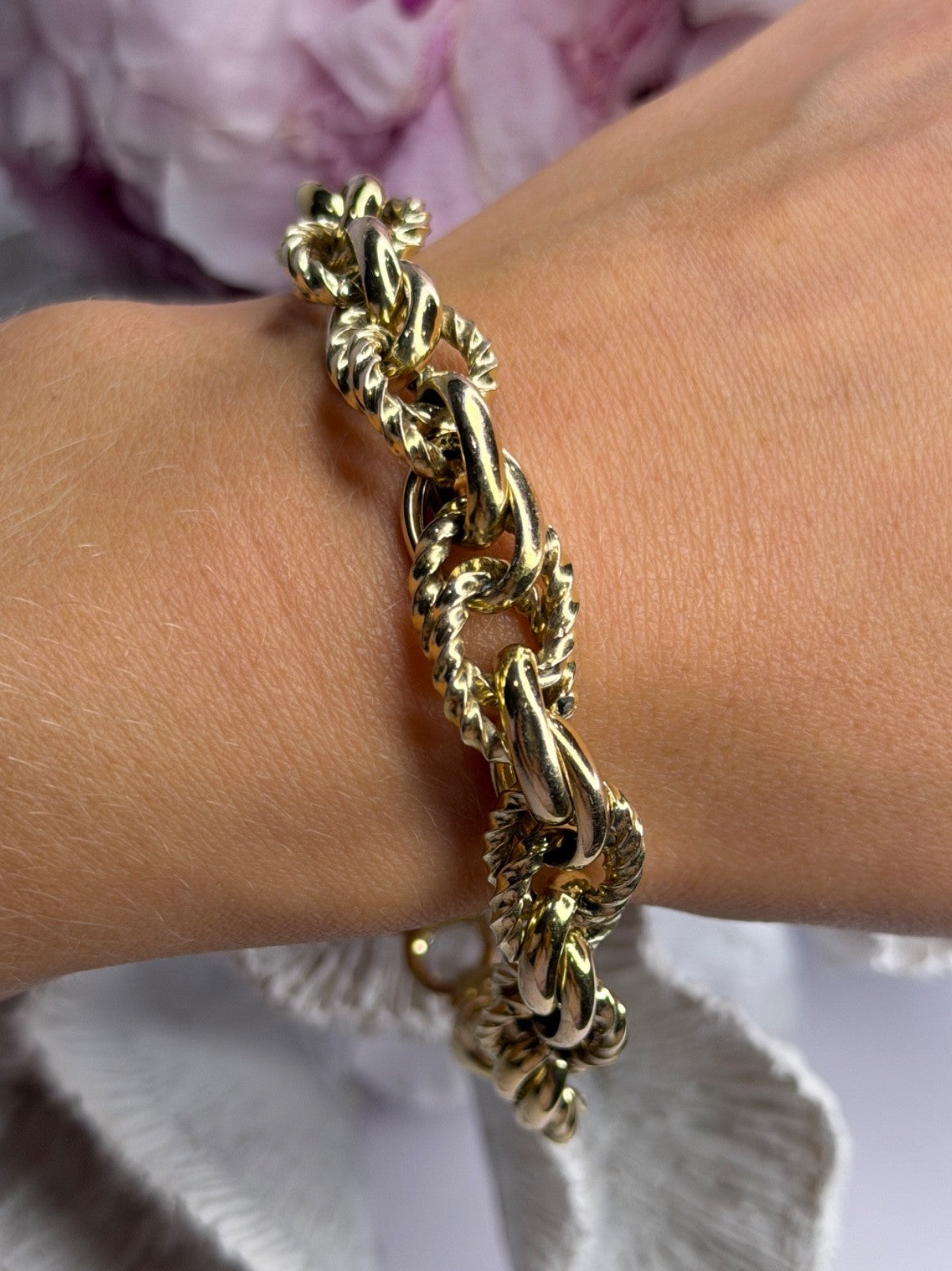 Italy 925 Sterling Silver Gold Plated Bracelet Length 8