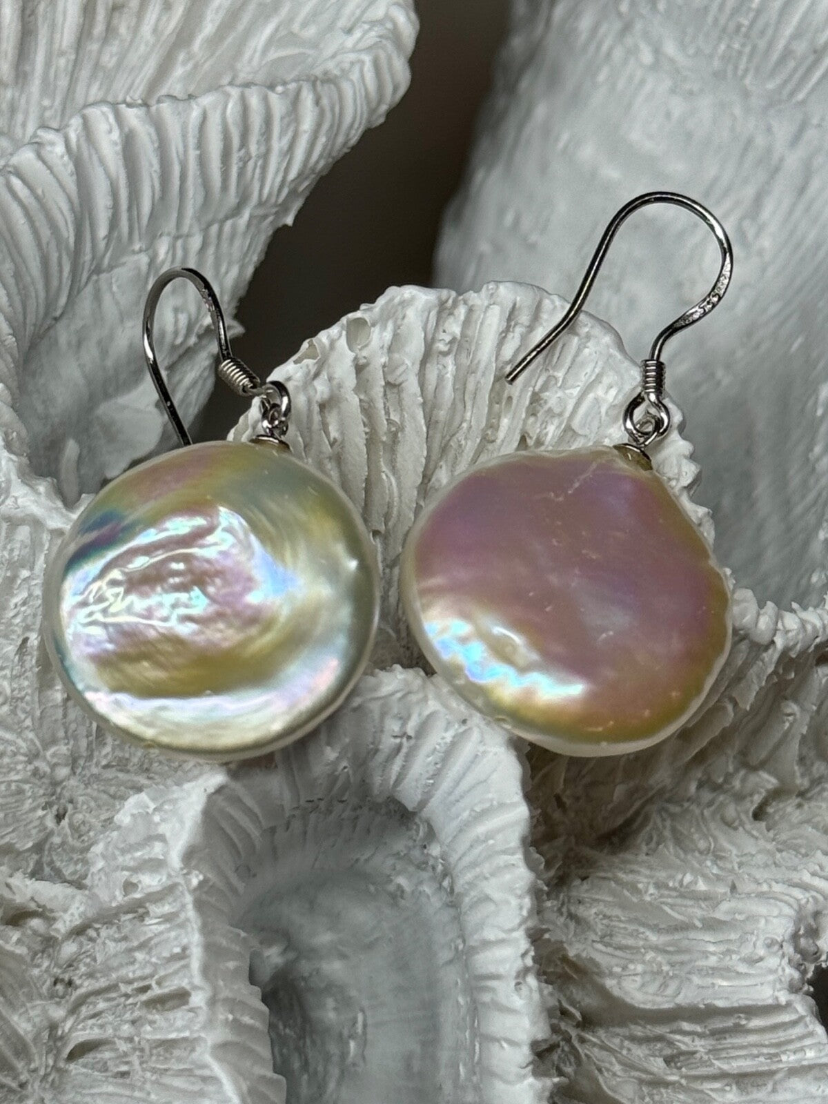 925 Sterling Silver Fresh Water Pearl Earrings Length 1.8 Inch