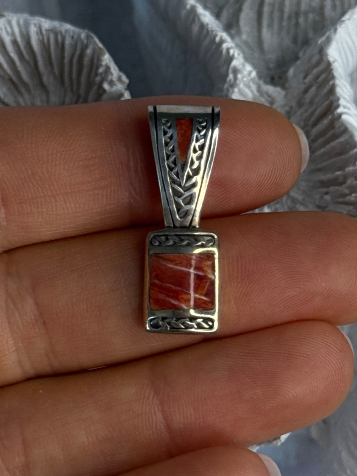 Vintage 925 Sterling Silver Carnelian Pendant Length 1.20 Inch