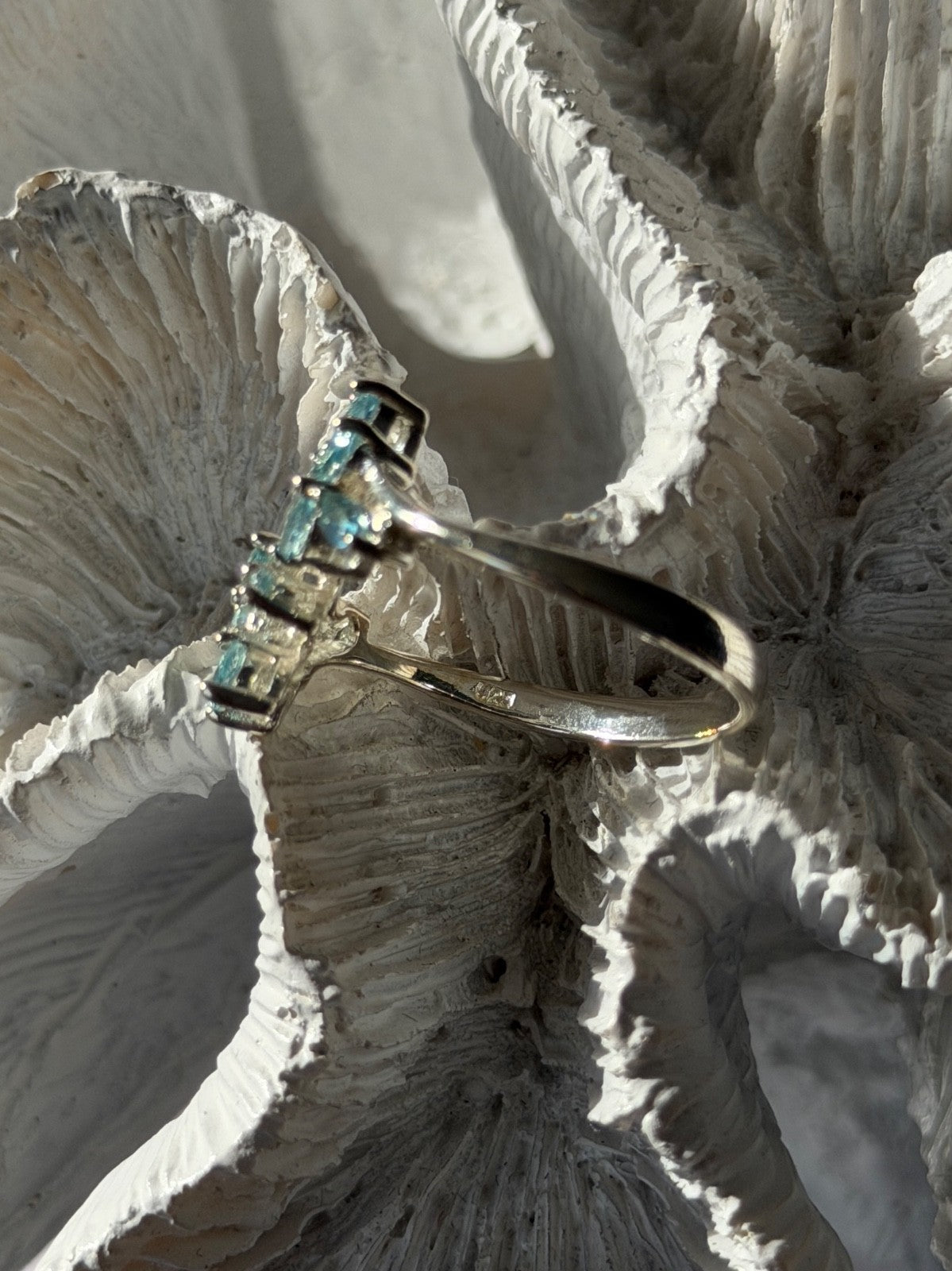 925 Sterling Silver Blue Topaz Ring Size 11 Adjustable Design