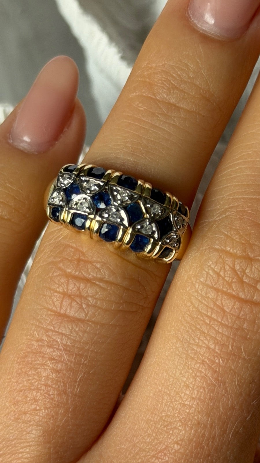 14K Yellow Gold Sapphire 0.84 ct & Diamond 0.15 ct Ring Size 5