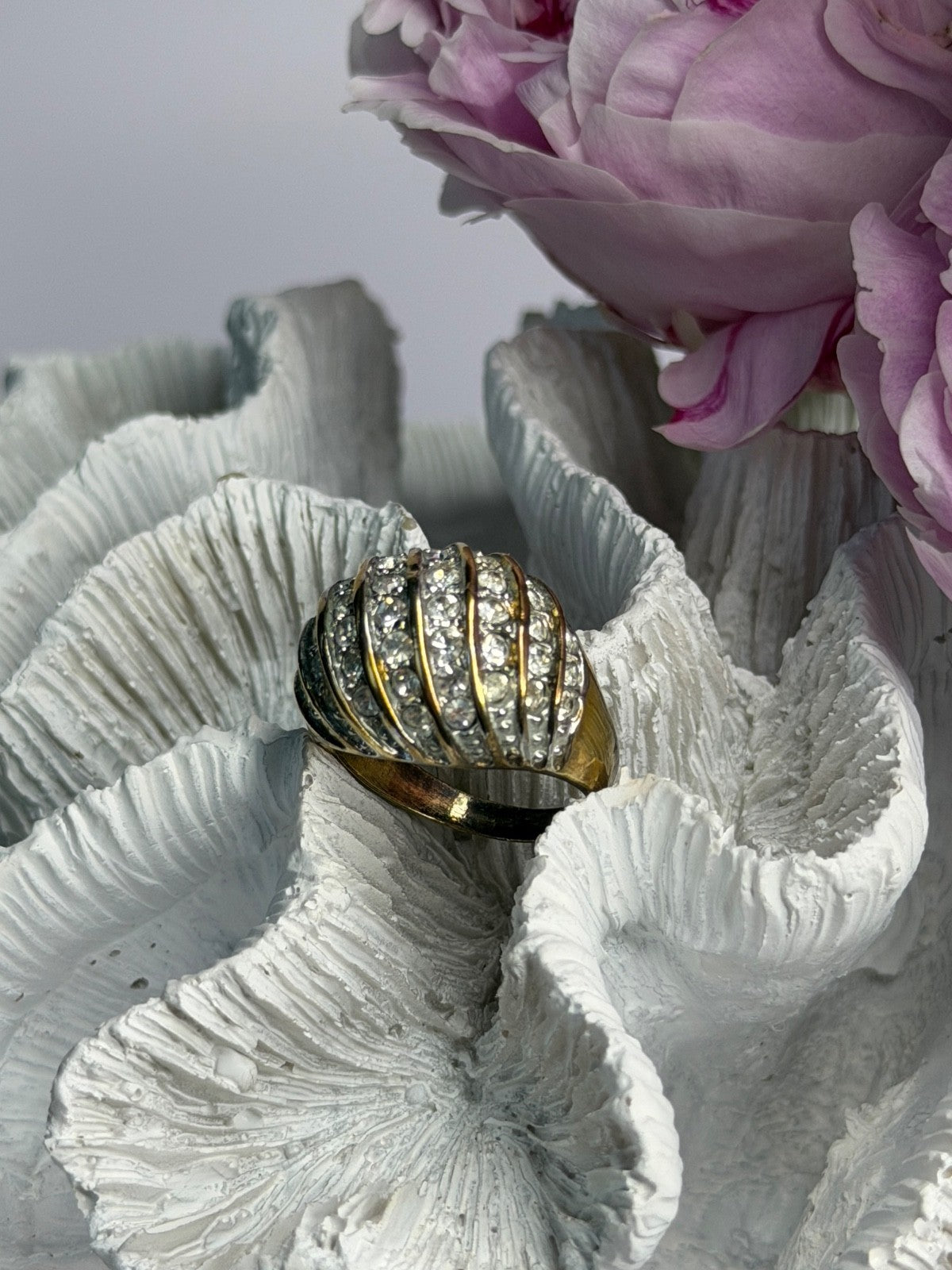 925 Sterling Silver Gold Plated Cz Ring Size 8