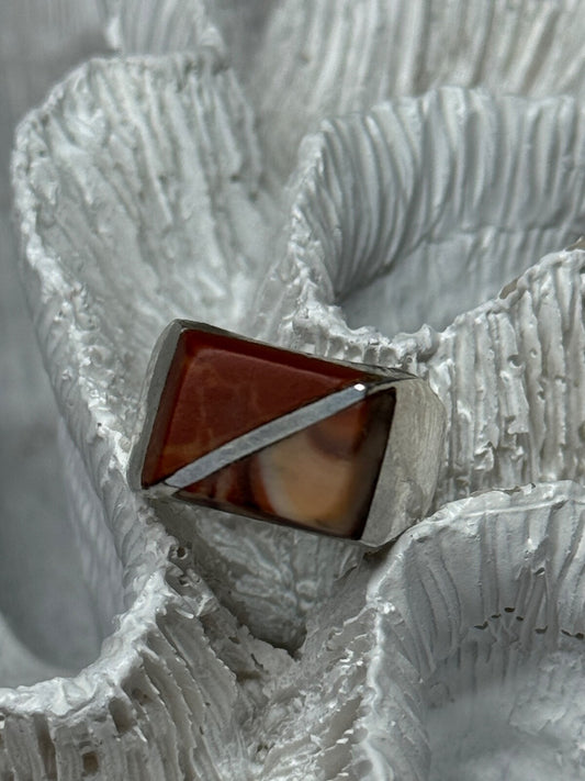 925 Sterling Silver Agate Ring Size 7