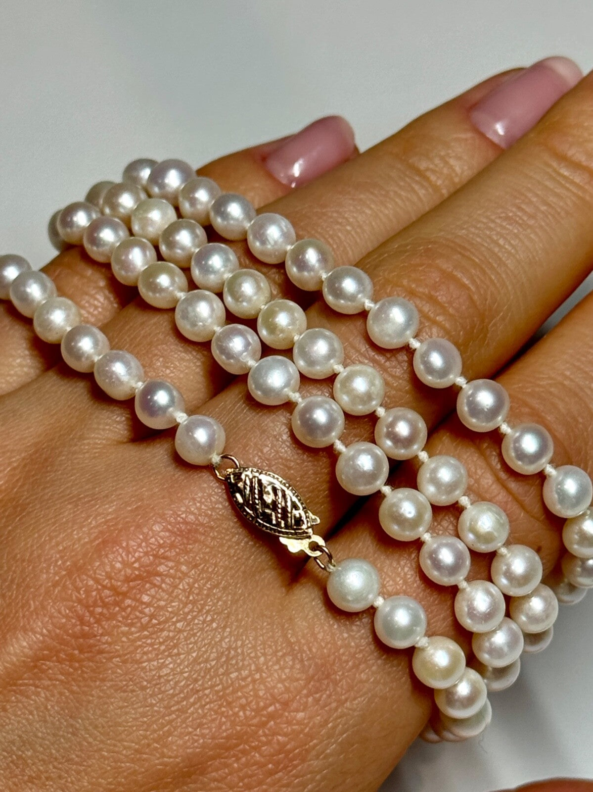 14K Yellow Gold Freshwater Pearl Necklace Length 30 Inch