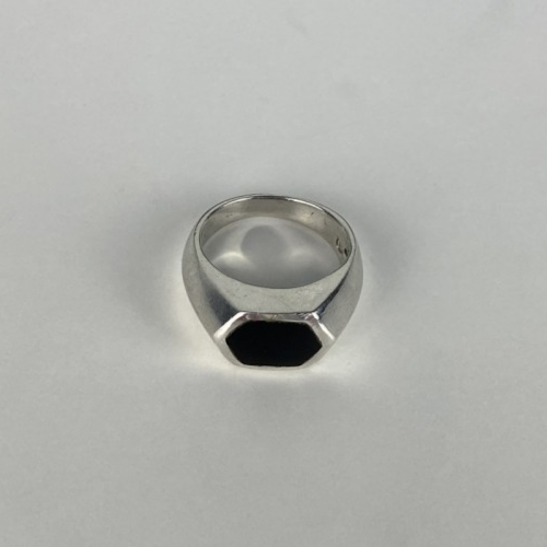 925 Sterling Silver Black Nephrite (Jade) Ring Size 10